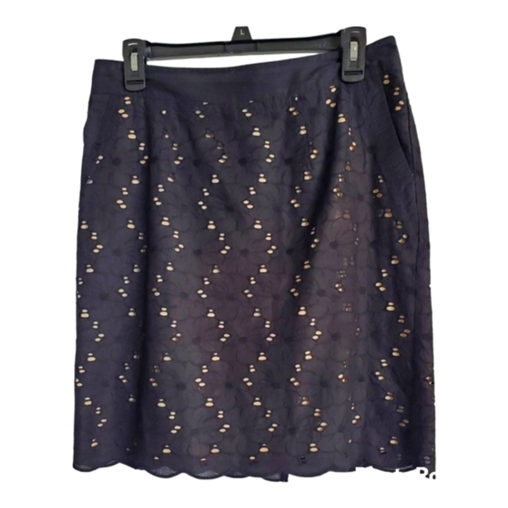 Laundry by Shelli Segal black eyelet‎ skirt with pockets and floral detail